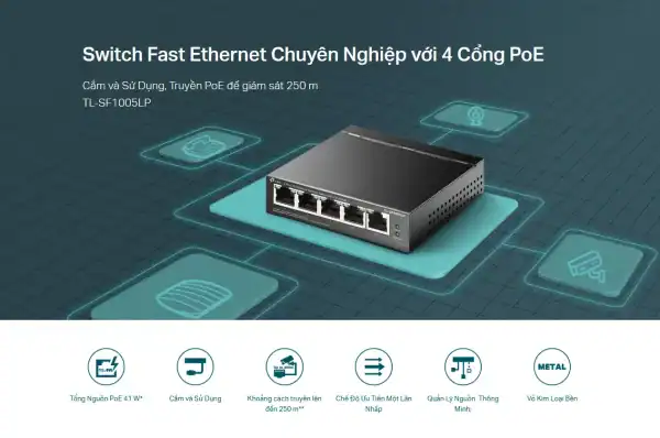 TL-SF1005LP Switch Để Bàn 5 Cổng 10/100Mbps với 4 Cổng PoE