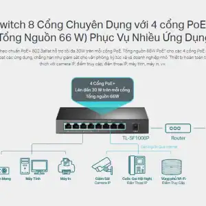 TL-SF1008P V7 Switch Để Bàn 8 cổng 10/100Mpbs với 4 cổng PoE+