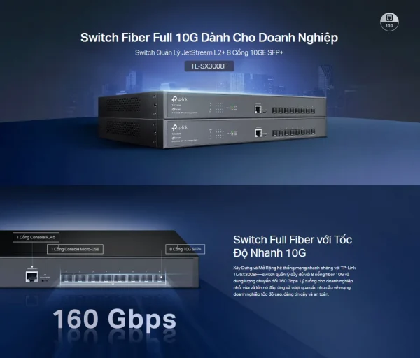 Switch Quản Lý JetStream L2+ 8 Cổng 10GE SFP+