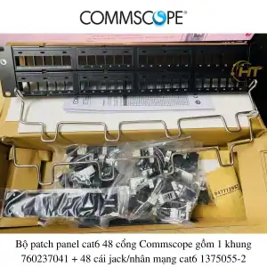 Patch panel cat6 48 cổng Commscope gồm 1 khung 760237041 + 48 cái nhân mạng cat6 1375055-2