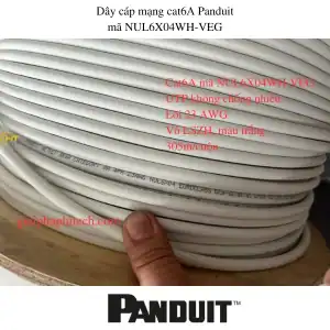Cáp cat6A Panduit mã NUL6X04WH-VEG không chống nhiễu lõi 23awg, màu trắng, 305m/cuộn