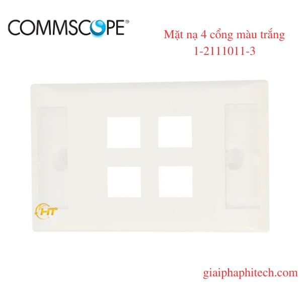 Mặt nạ mạng 4 cổng hình chữ nhật, màu trắng 1-2111011-3