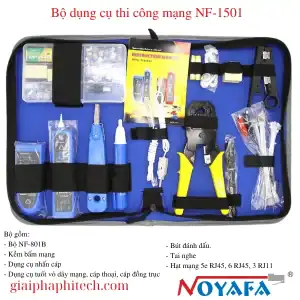 Bộ dụng cụ thi công mạng NF-1501 gồm: - NF-801B: Bộ Test Dây, Dò Dây : cáp mạng, cáp thoại - Kềm bấm mạng - Dụng cụ nhấn cáp - Dụng cụ tuốt vỏ dây mạng, cáp thoại, cáp đồng trục - Bút đánh dấu. - Tai nghe - Hạt mạng 5e RJ45, 6 RJ45, 3 RJ11