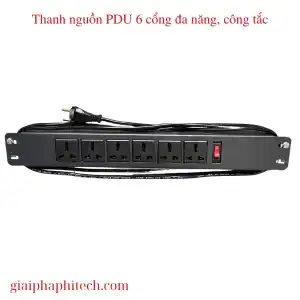 Thanh nguồn PDU 6 cổng đa năng, công tắc, chuẩn 19 1U