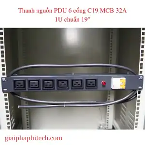 Thanh nguồn PDU 6 cổng C19 MCB 32A 1U