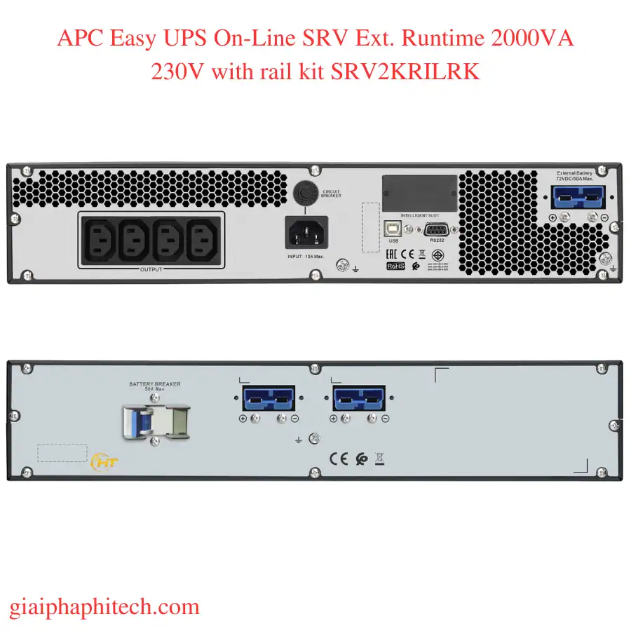 Các cổng kết nối APC Easy UPS On-Line SRV Ext. Runtime 2000VA 230V with rail kit SRV2KRILRK