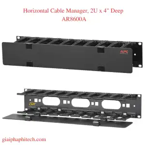 Horizontal Cable Manager, 2U x 4" Deep, Single-Sided with Cover AR8600A