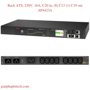 Rack ATS, 230V, 16A, C20 in, (8) C13 (1) C19 out AP4423A