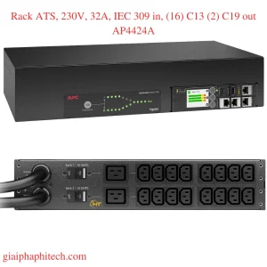 Rack ATS, 230V, 32A, IEC 309 in, (16) C13 (2) C19 out AP4424A