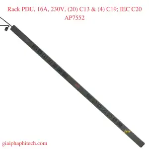 Rack PDU,Basic, Zero U, 16A, 230V, (20) C13 & (4) C19; IEC C20 AP7552